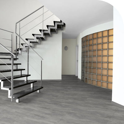 Barth und Co. - SPC Designboden Brick Design - Klick-Vinylboden inkl. Trittschalldämmung - Cement Dark Grey - Treppe-Flur