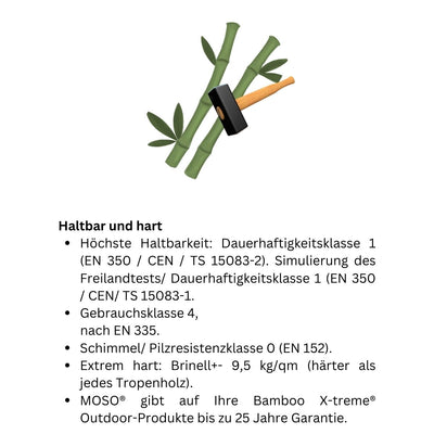 Bambus-Terrassendiele Bamboo X-treme - feingeriffelt / gebürstet - geölt - 185 x 20,8 x 2 cm